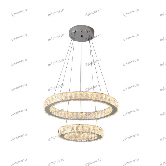 Lustra LED cristale circular design cu telecomanda, dimabila, 128W [3]