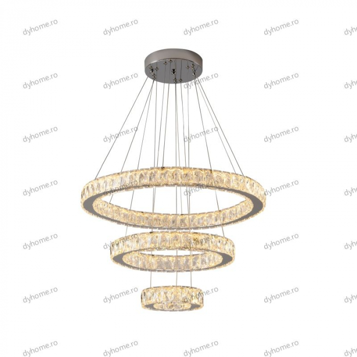 Lustra LED cristale circular design cu telecomanda, dimabila, 184W [3]