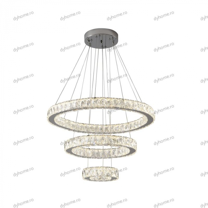 Lustra LED cristale circular design cu telecomanda, dimabila, 184W [4]