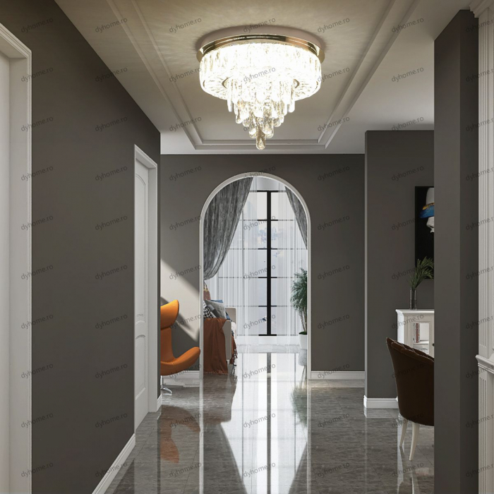 Lustra LED cristal circular design cu telecomanda, dimabila, 64W [2]