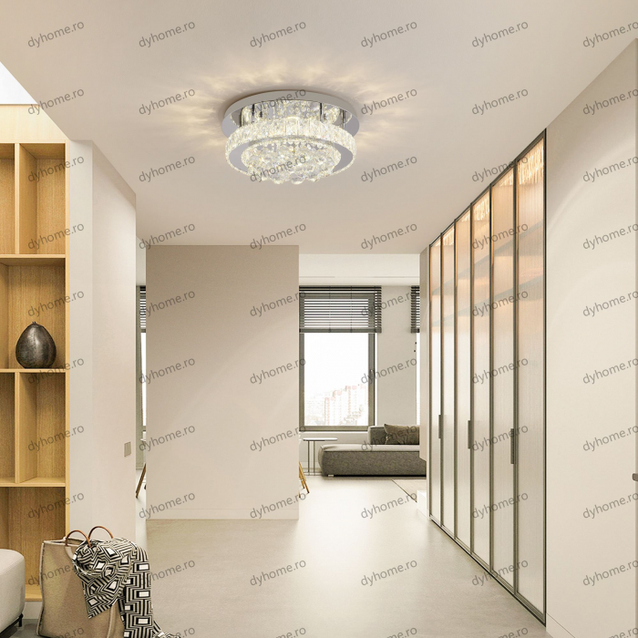 Lustra LED cristal circular design cu telecomanda, dimabila, 64W [3]