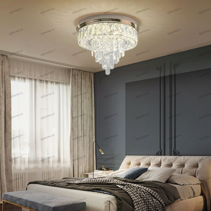 Lustra LED cristal circular design cu telecomanda, dimabila, 64W [1]