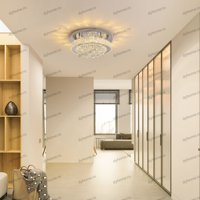 Lustra LED cristal circular design cu telecomanda, dimabila, 64W [4]