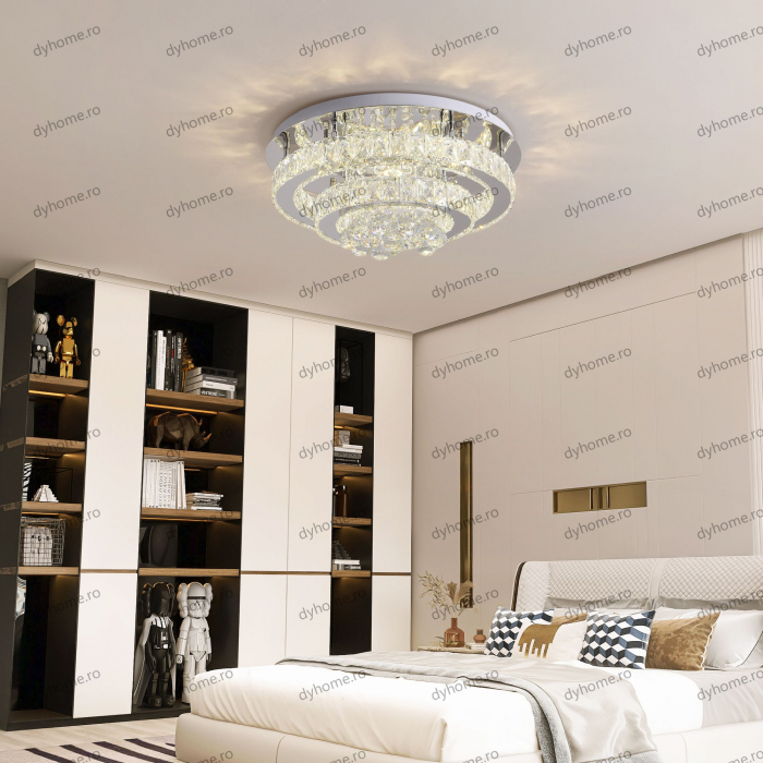 Lustra LED cristal circular design cu telecomanda, dimabila, 98W [3]