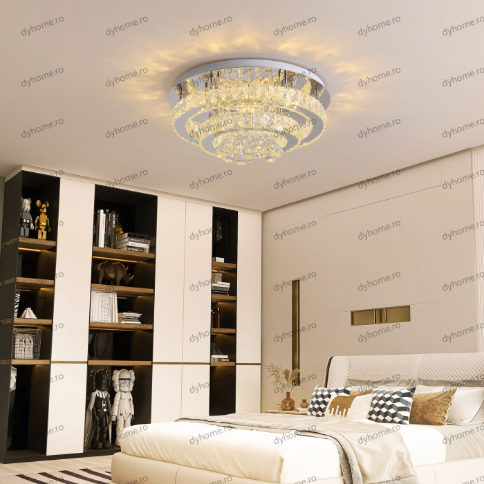 Lustra LED cristal circular design cu telecomanda, dimabila, 98W [4]