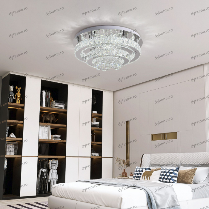 Lustra LED cristal circular design cu telecomanda, dimabila, 98W [2]