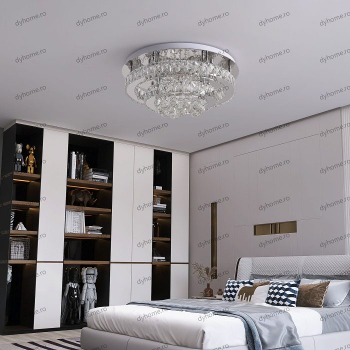 Lustra LED cristal circular design cu telecomanda, dimabila, 98W [1]