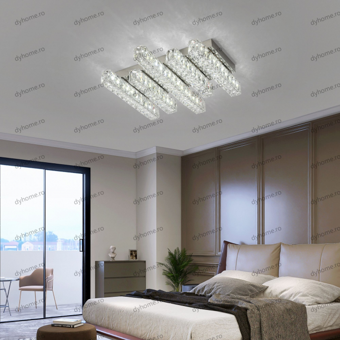 Lustra LED cristal dreptunghi design cu telecomanda, dimabila, 60W [2]