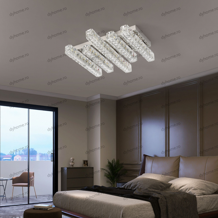 Lustra LED cristal dreptunghi design cu telecomanda, dimabila, 60W [1]