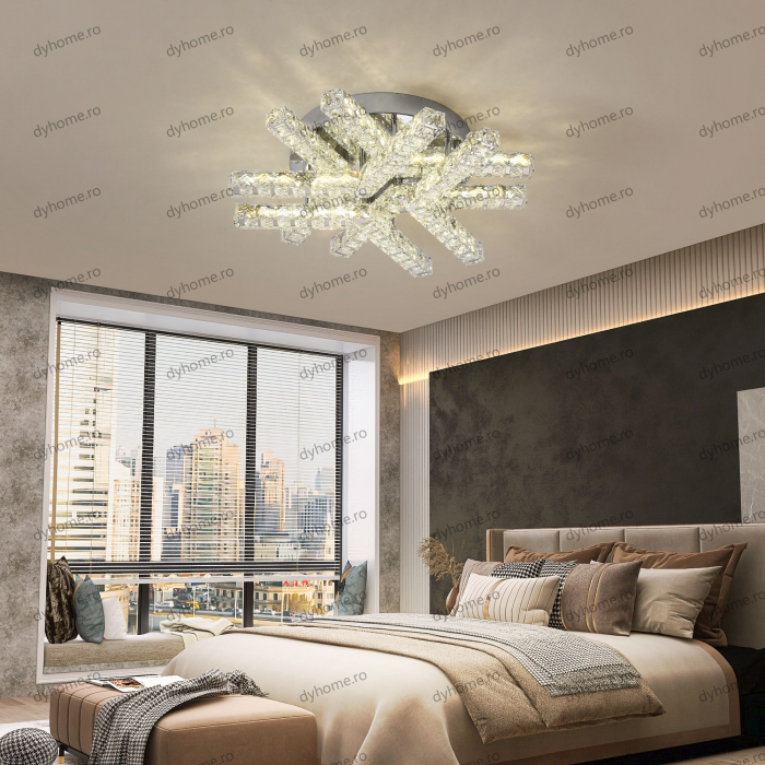 Lustra LED cristal dreptunghi design cu telecomanda, dimabila, 84W [3]