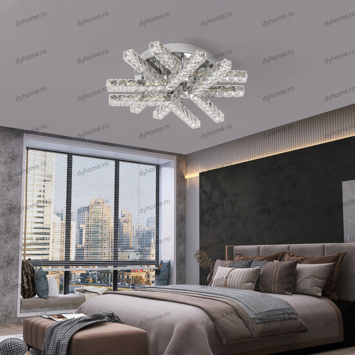 Lustra LED cristal dreptunghi design cu telecomanda, dimabila, 84W [1]