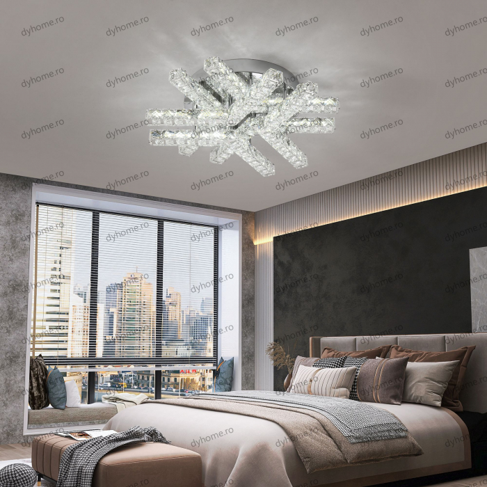 Lustra LED cristal dreptunghi design cu telecomanda, dimabila, 84W [2]