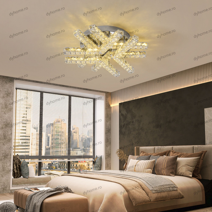 Lustra LED cristal dreptunghi design cu telecomanda, dimabila, 84W [4]