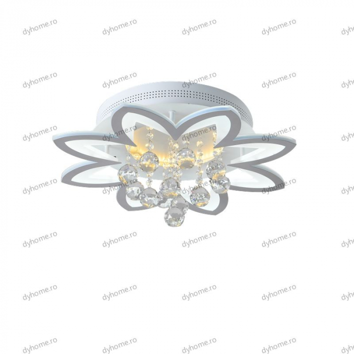Lustra LED cristal floare design alb cu telecomanda, dimabila, 120W [5]