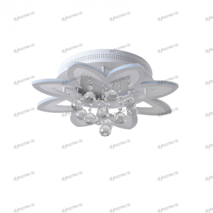Lustra LED cristal floare design alb cu telecomanda, dimabila, 120W [2]