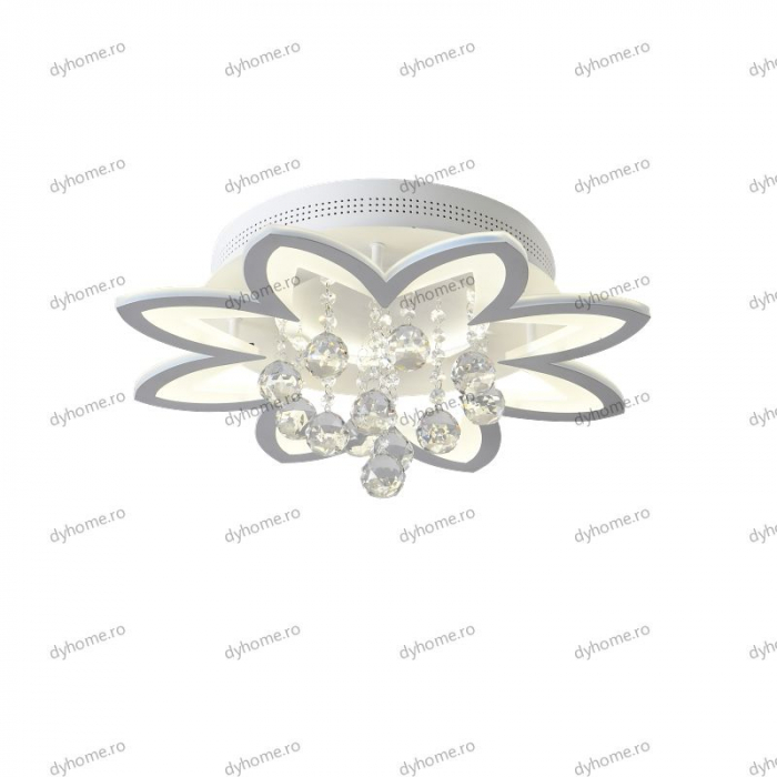 Lustra LED cristal floare design alb cu telecomanda, dimabila, 120W [4]