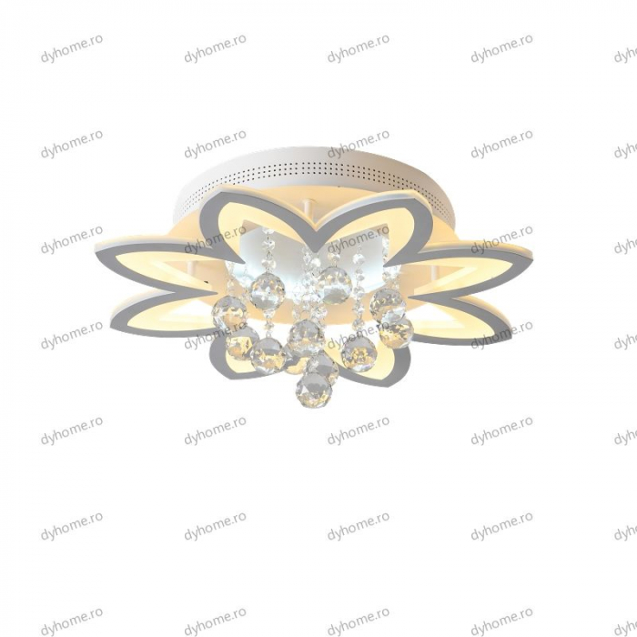 Lustra LED cristal floare design alb cu telecomanda, dimabila, 120W [3]
