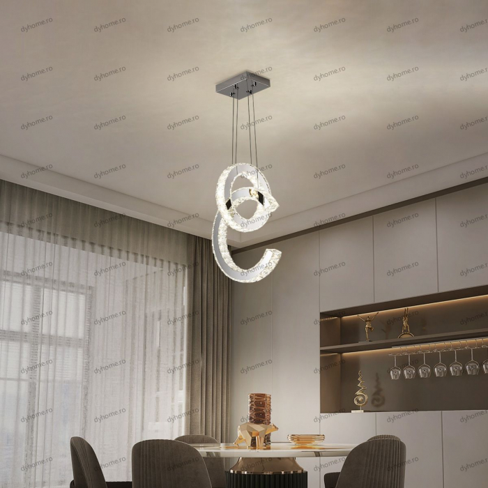 Lustra LED  cristal letter design O and C, telecomanda, dimabila, 50W [1]