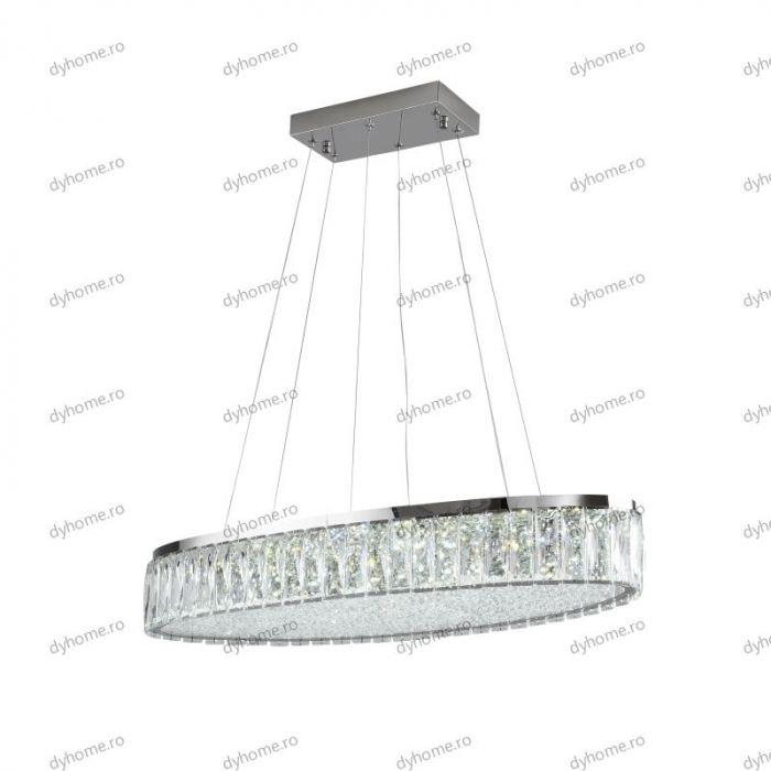 Lustra LED cristal oval design, 800mm, telecomanda, dimabila, 240W [5]