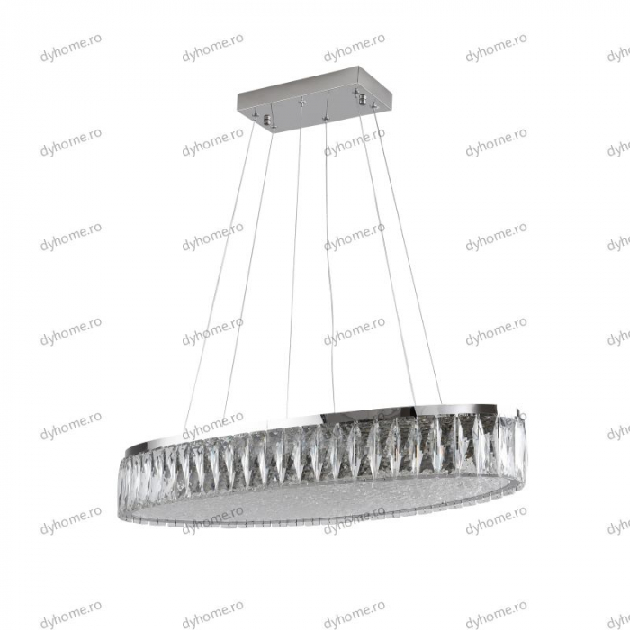 Lustra LED cristal oval design, 800mm, telecomanda, dimabila, 240W [2]