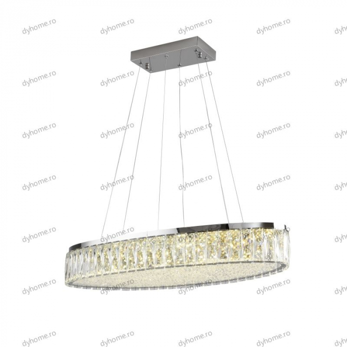 Lustra LED cristal oval design, 800mm, telecomanda, dimabila, 240W [4]