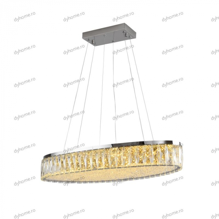 Lustra LED cristal oval design, 800mm, telecomanda, dimabila, 240W [3]