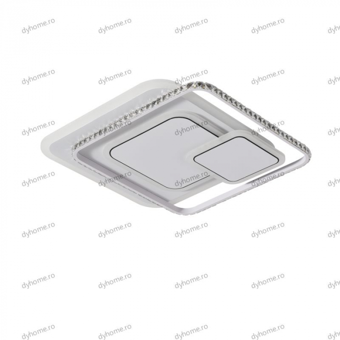 Lustra LED cristal patrat design alb cu telecomanda, dimabila, 180W [2]