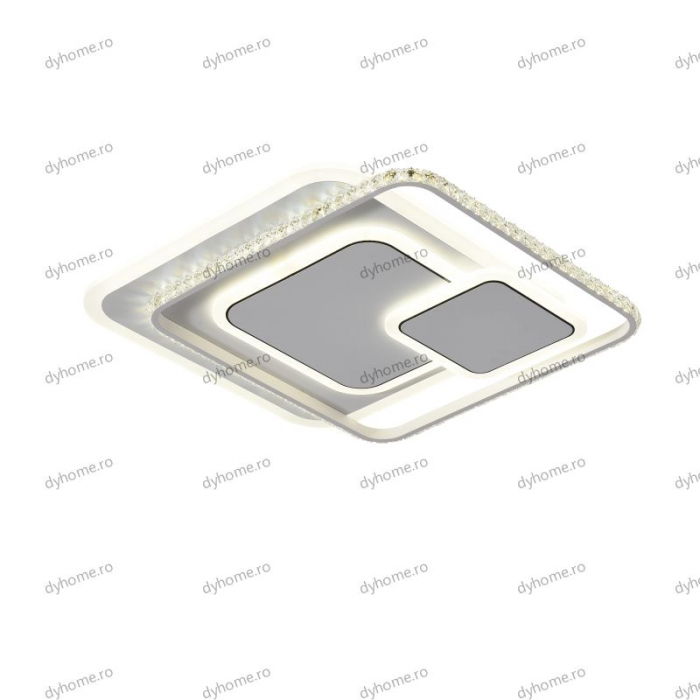 Lustra LED cristal patrat design alb cu telecomanda, dimabila, 180W [4]