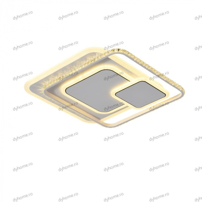 Lustra LED cristal patrat design alb cu telecomanda, dimabila, 180W [3]
