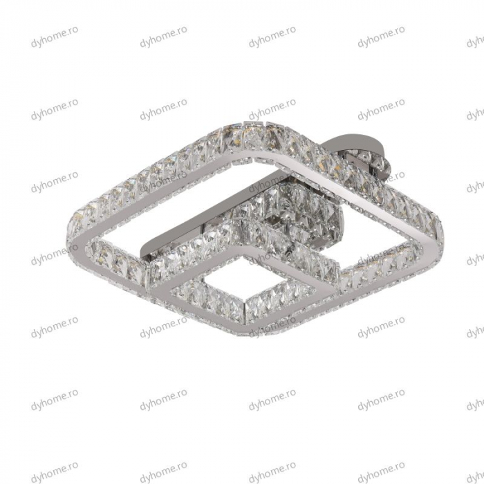 Lustra LED cristal partrat design cu telecomanda, dimabila, 108W [2]