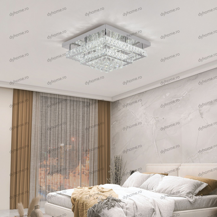 Lustra LED cristal partrat design cu telecomanda, dimabila, 128W [2]