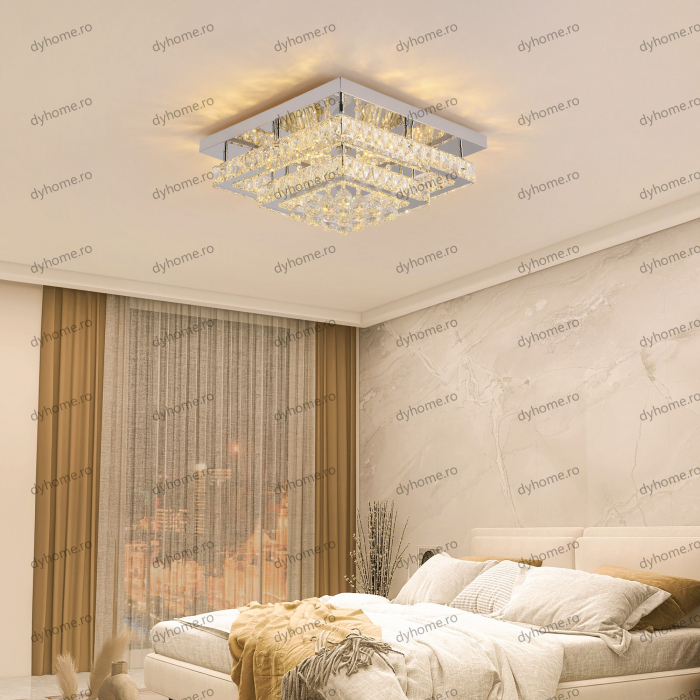 Lustra LED cristal partrat design cu telecomanda, dimabila, 128W [4]