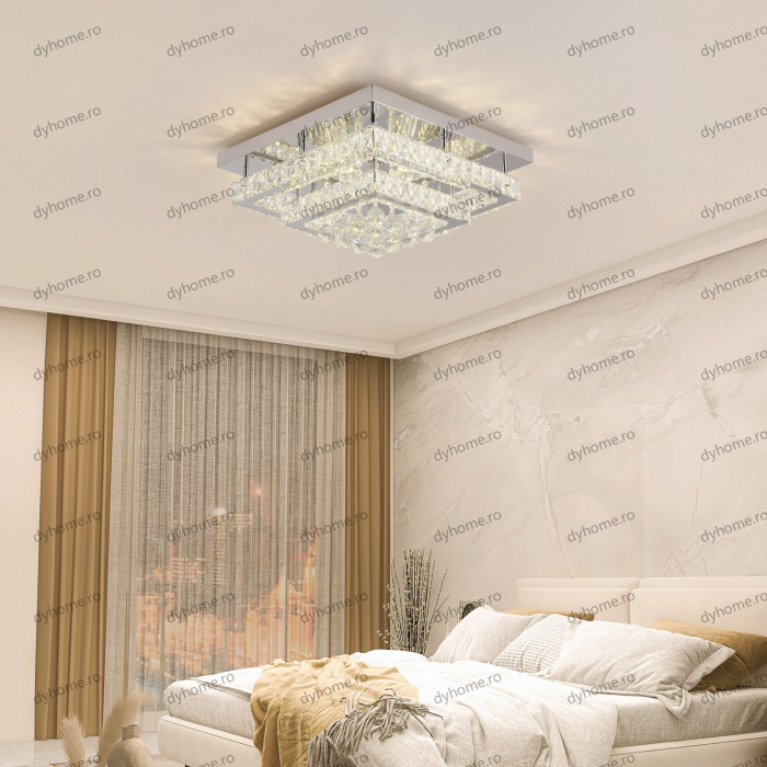 Lustra LED cristal partrat design cu telecomanda, dimabila, 128W [3]