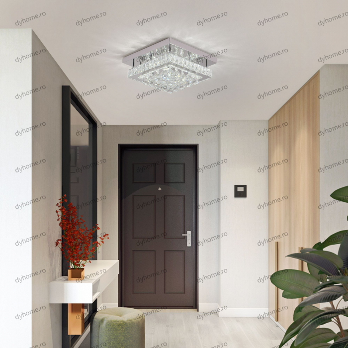 Lustra LED cristal partrat design cu telecomanda, dimabila, 72W [2]