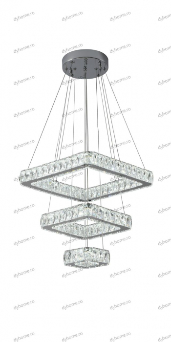 Lustra LED cristal patrat design cu telecomanda, dimabila, 140W [5]
