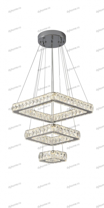 Lustra LED cristal patrat design cu telecomanda, dimabila, 140W [4]