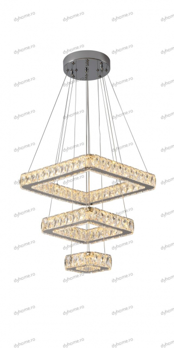 Lustra LED cristal patrat design cu telecomanda, dimabila, 140W [3]