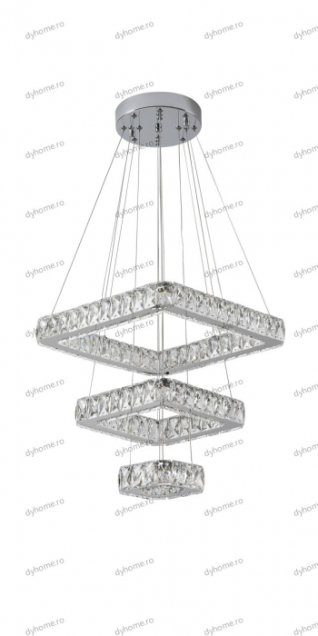 Lustra LED cristal patrat design cu telecomanda, dimabila, 140W [2]