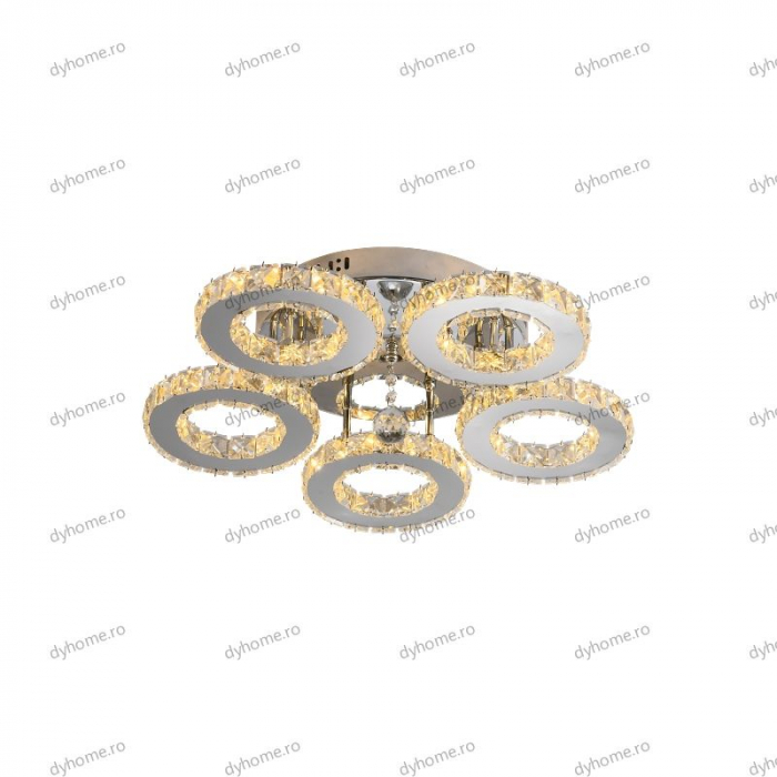 Lustra LED cristal circular design cu telecomanda, dimabila, 100W [3]