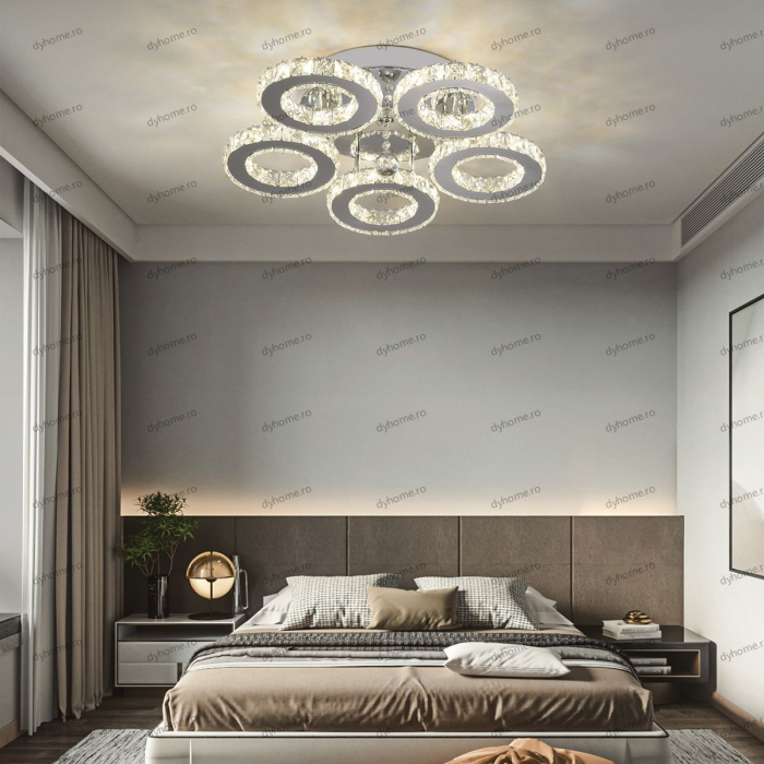 Lustra LED cristal circular design cu telecomanda, dimabila, 100W [1]