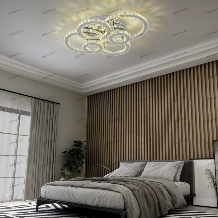 Lustra LED cristal circular design cu telecomanda, dimabila, 192W [1]