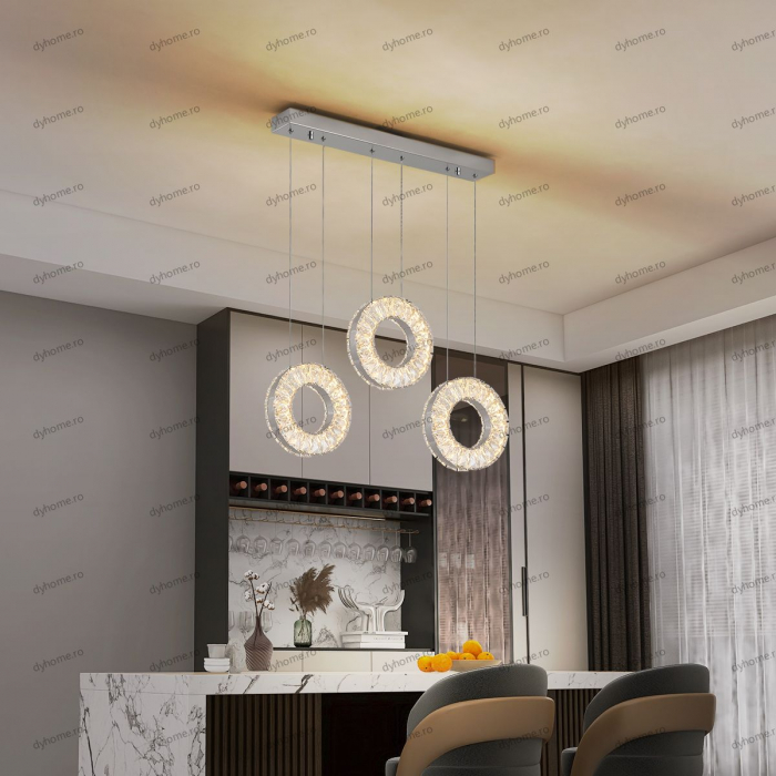 Lustra LED cristal circular design cu telecomanda, dimabila, 48W [1]