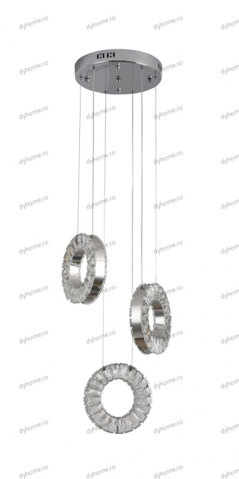 Lustra LED cristal circular design cu telecomanda, dimabila, 48W [2]