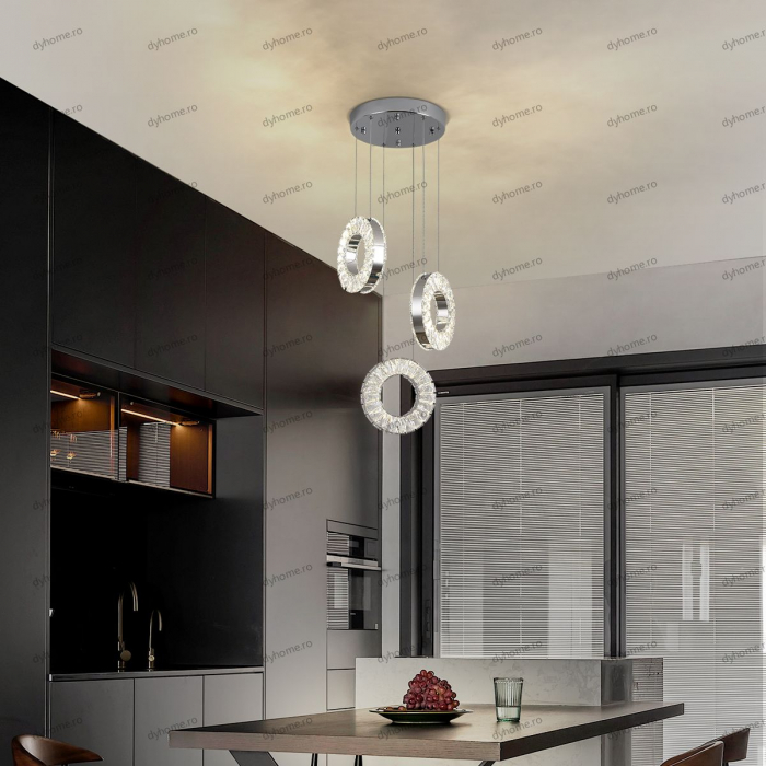 Lustra LED cristal circular design cu telecomanda, dimabila, 48W [1]