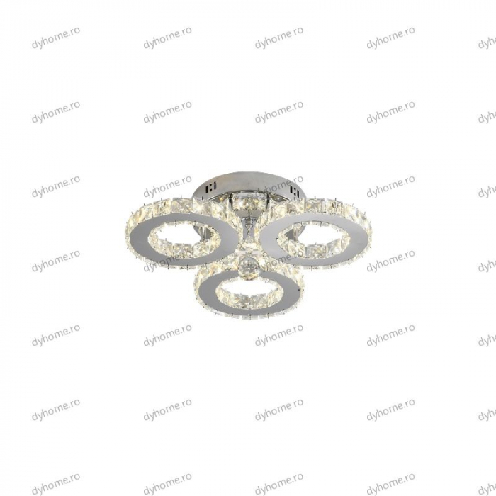 Lustra LED cristal circular ring design cu telecomanda, dimabila, 60W [4]