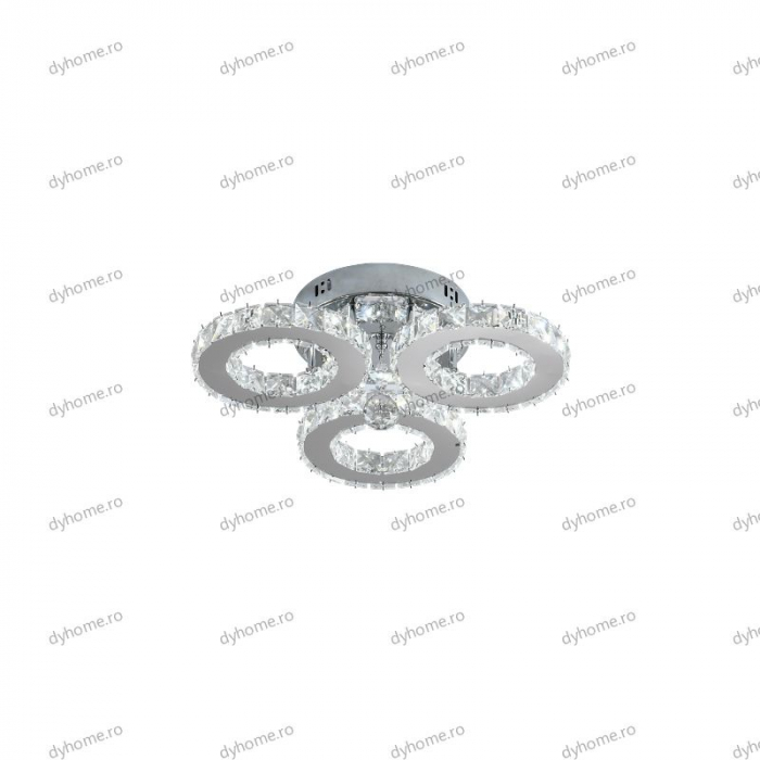 Lustra LED cristal circular ring design cu telecomanda, dimabila, 60W [5]