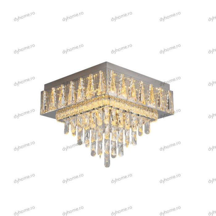Lustra LED cristal patrat design cu telecomanda, dimabila, 120W [3]
