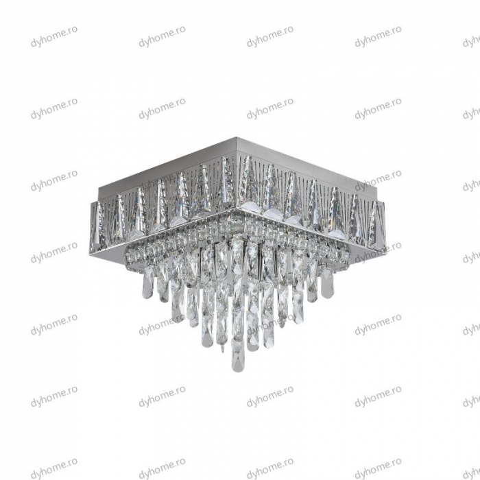Lustra LED cristal patrat design cu telecomanda, dimabila, 120W [2]