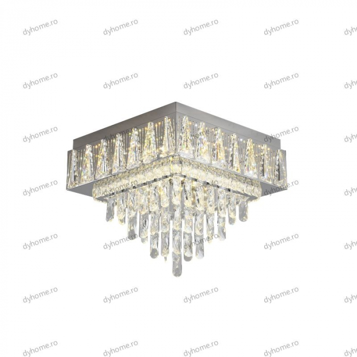 Lustra LED cristal patrat design cu telecomanda, dimabila, 120W [4]