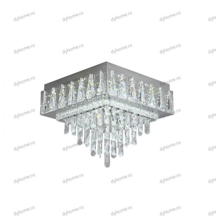 Lustra LED cristal patrat design cu telecomanda, dimabila, 120W [5]
